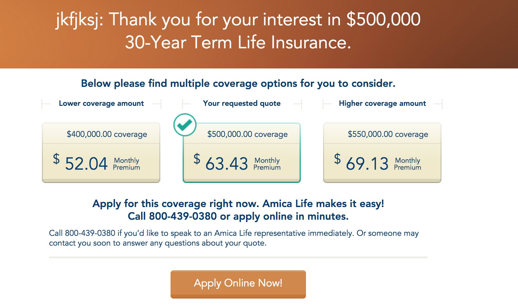 amica life insurance quote